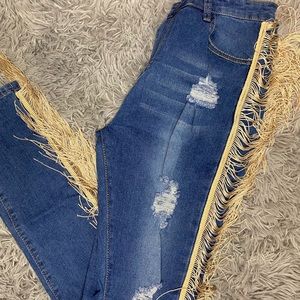 Fringe Ripped Jeans